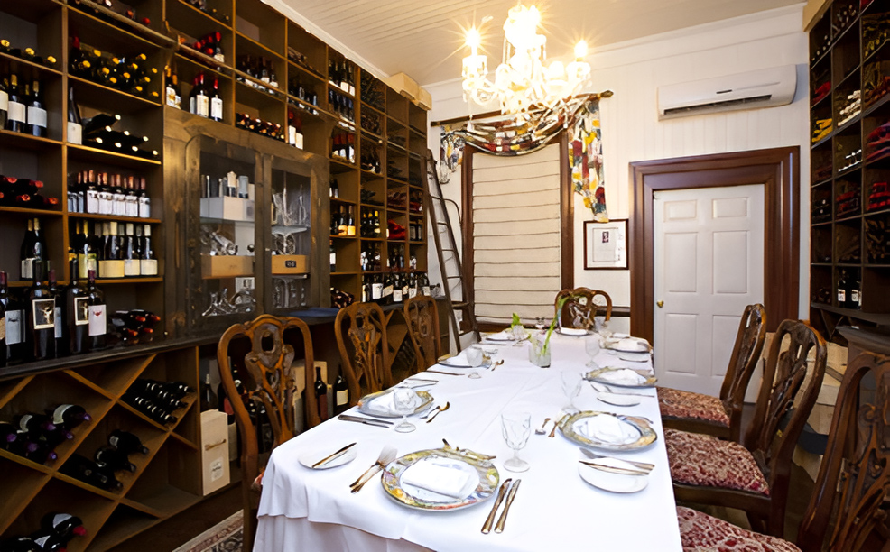 A Wine Room at a Waterfront Restaurant in Cayman Islands